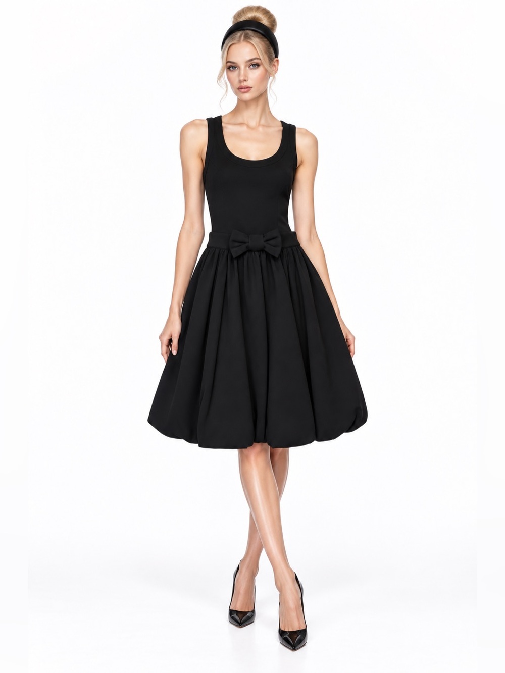 RED Valentino Black Bow Waist Fit & Flare Dress NWT Size S
